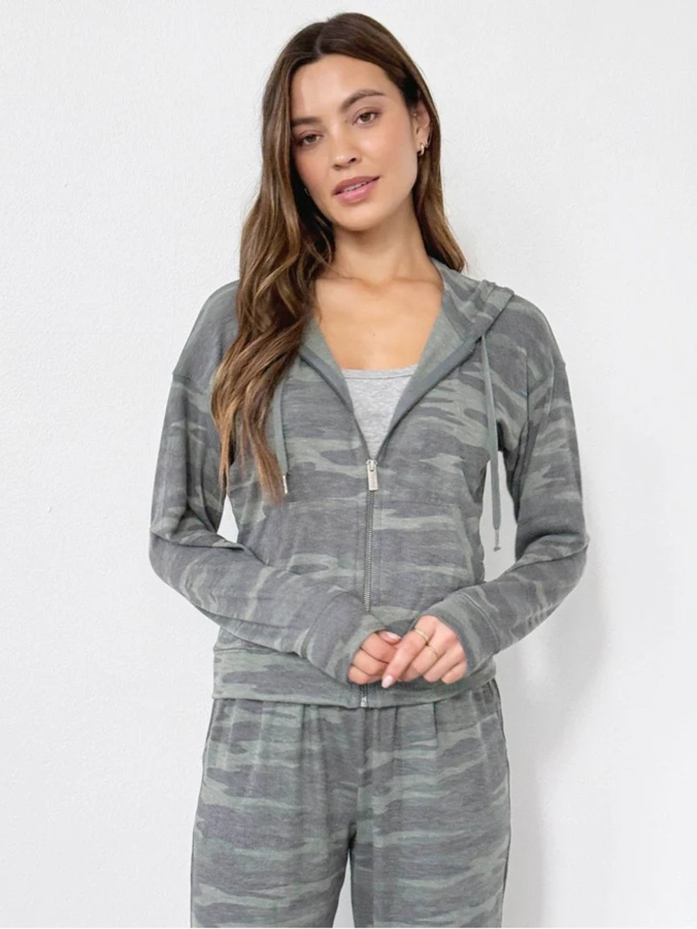 Splendid Supersoft Zip-Up Camo Hoodie